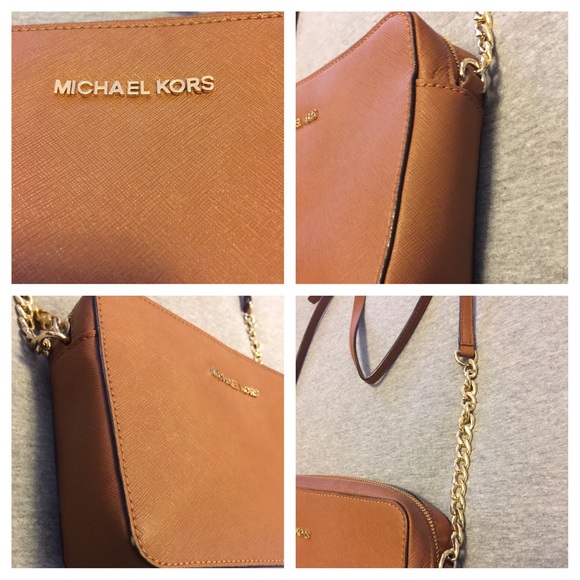 SOLD! Michael Kors Saffiano Cognac Crossbody - Picture 2 of 4