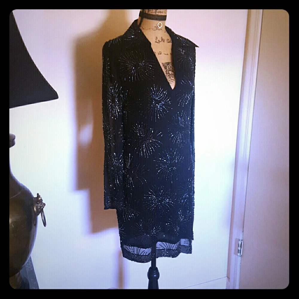 Silk beaded cocktail dress