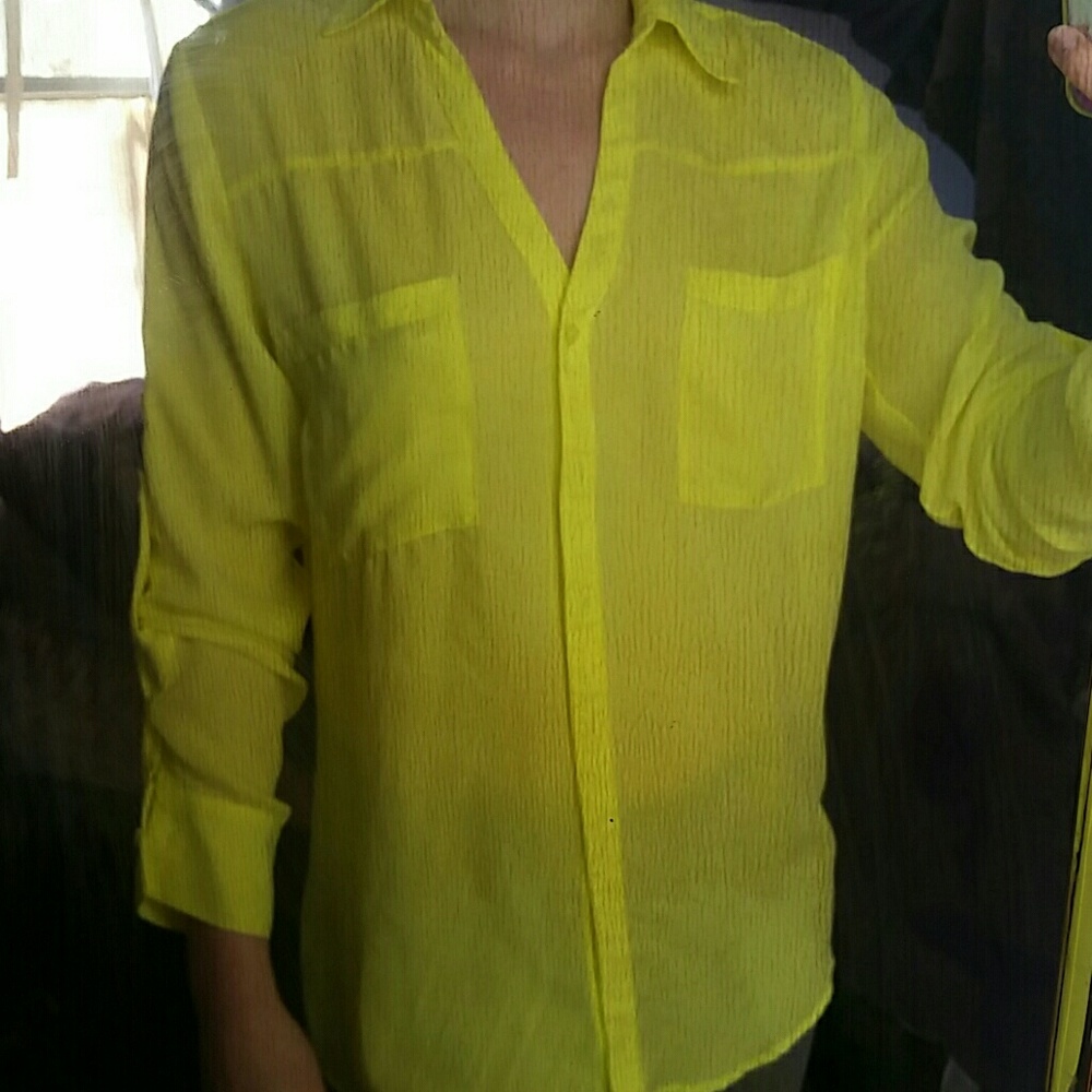 PRICE REDUCED Neon express chiffon button up