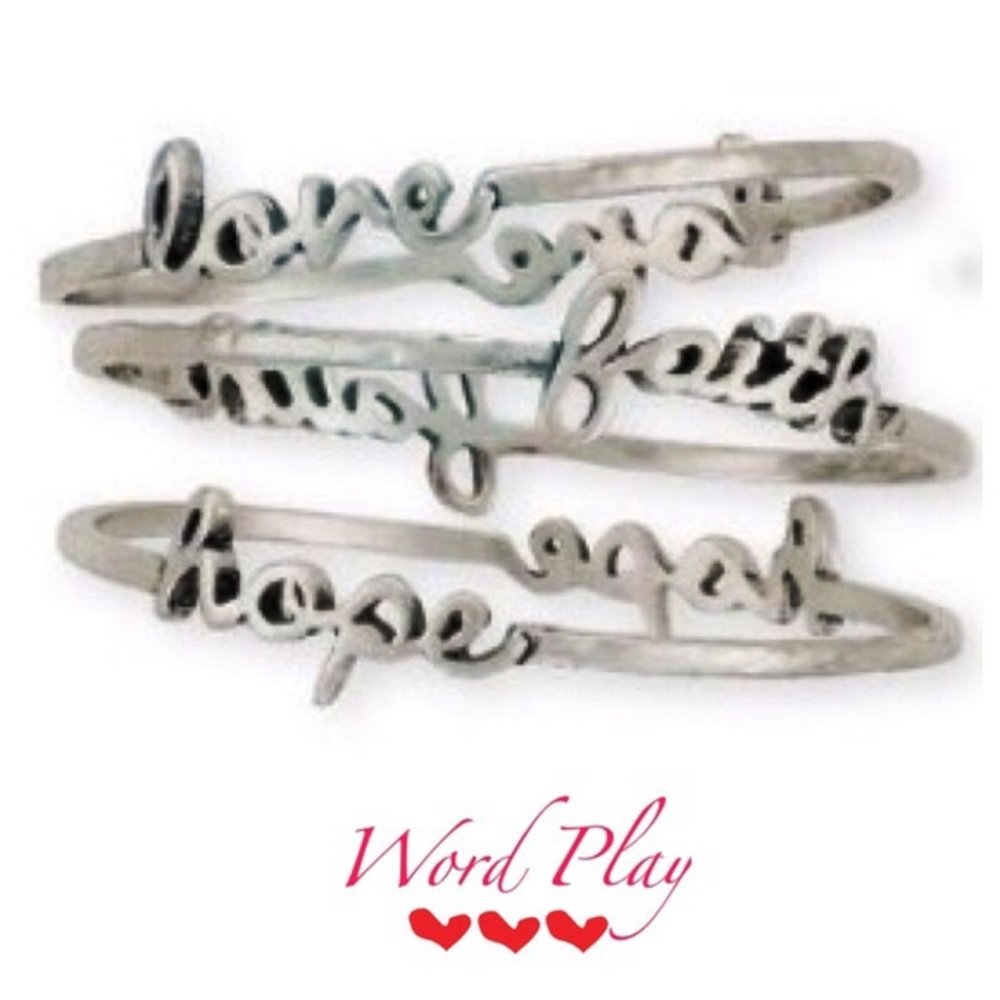 Word Play Faith Hope Love Bangle Set of 3