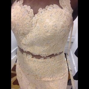 Champagne Beaded Lace Gown