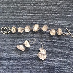 Bracelet and earrings..clear rocks