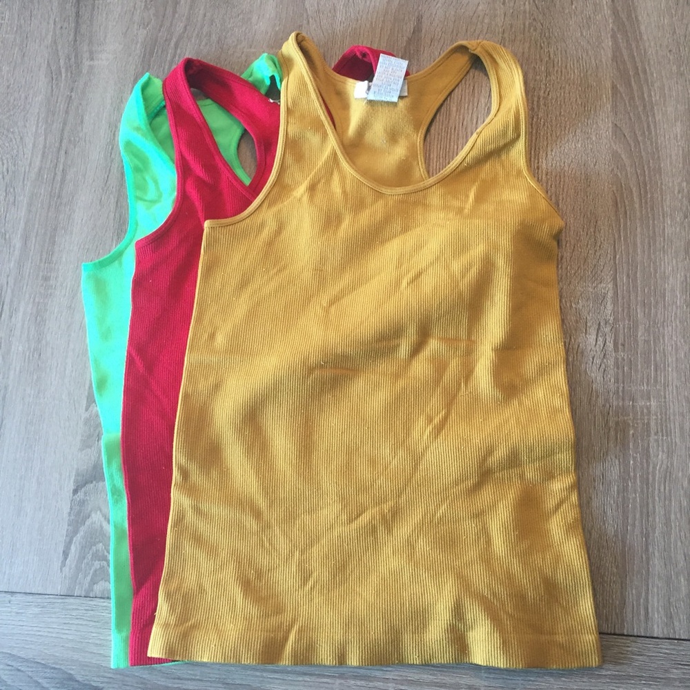 Bundle of racerback Spandex tank tops.