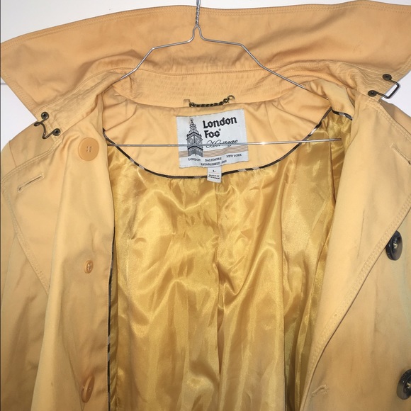LondonFog Yellow Trench Coat with Detachable Hood