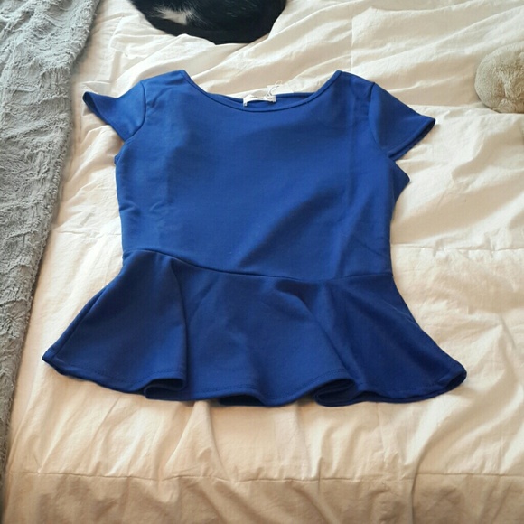 Vibrant blue peplum top - Picture 1 of 3