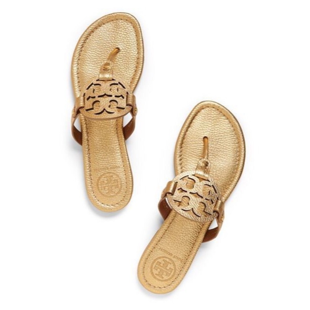 Tory Burch Miller Sandal Metallic Gold Leather