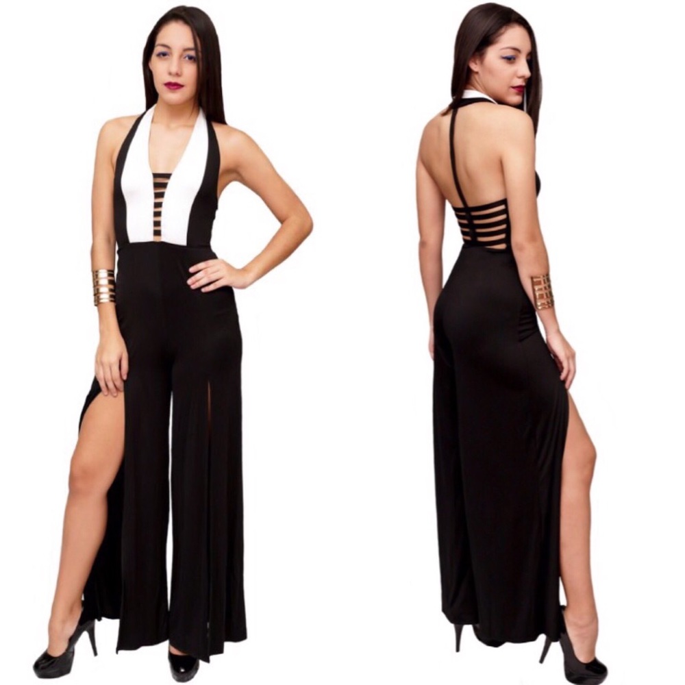 Be Open to Black & White Jumpsuit