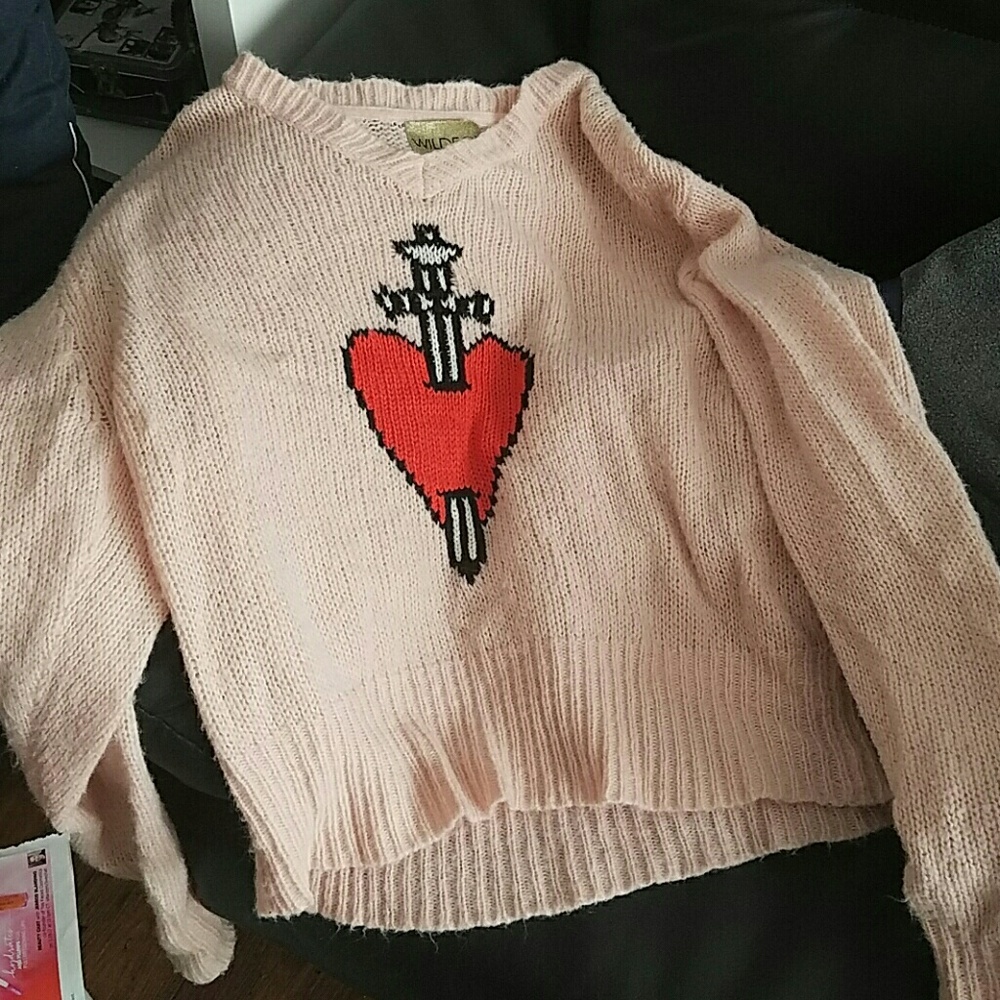 Wildfox King of Hearts V-Neck Sweater