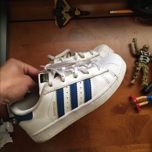 White & Royal blue adidas size 12