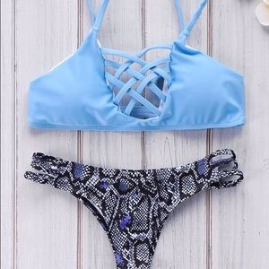 Ocean Blue and Snakeskin Print Bikini Set!