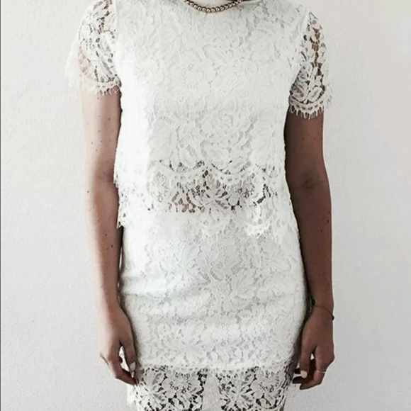 Ivory two piece lace mini dress - Picture 3 of 8