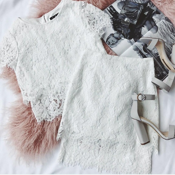 Ivory two piece lace mini dress - Picture 2 of 8