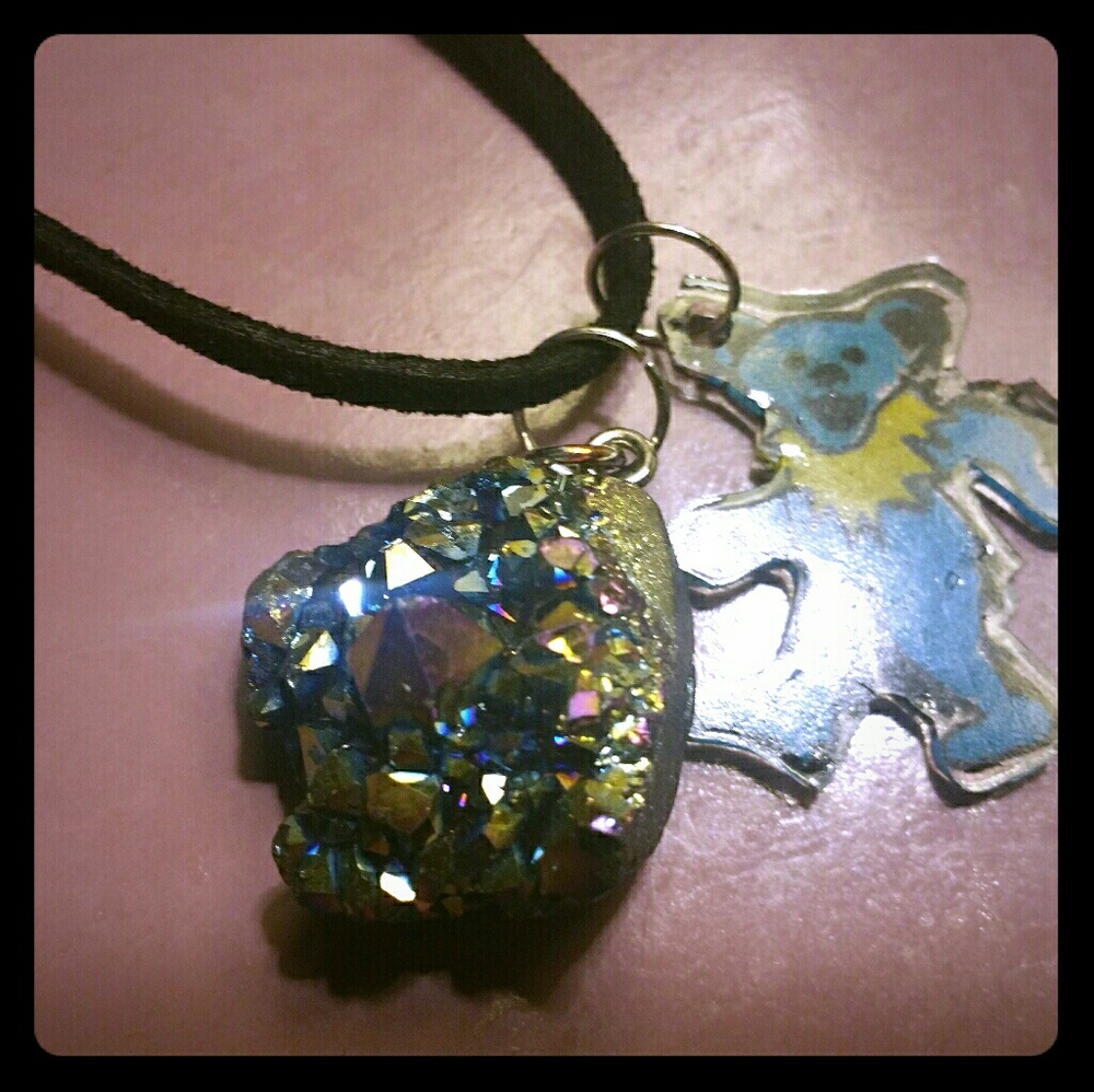 Grateful Dead Necklace Blue and Yellow Bear