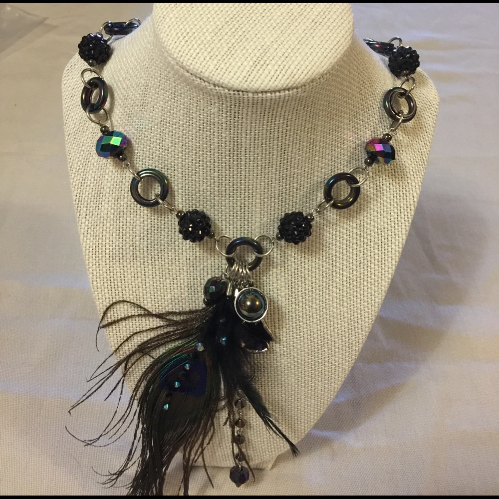 Stunning Peacock Set Necklace and Bracelet
