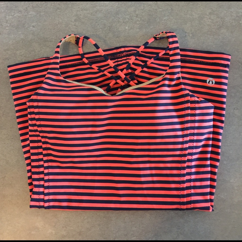 Lululemon orange and navy cross back tank