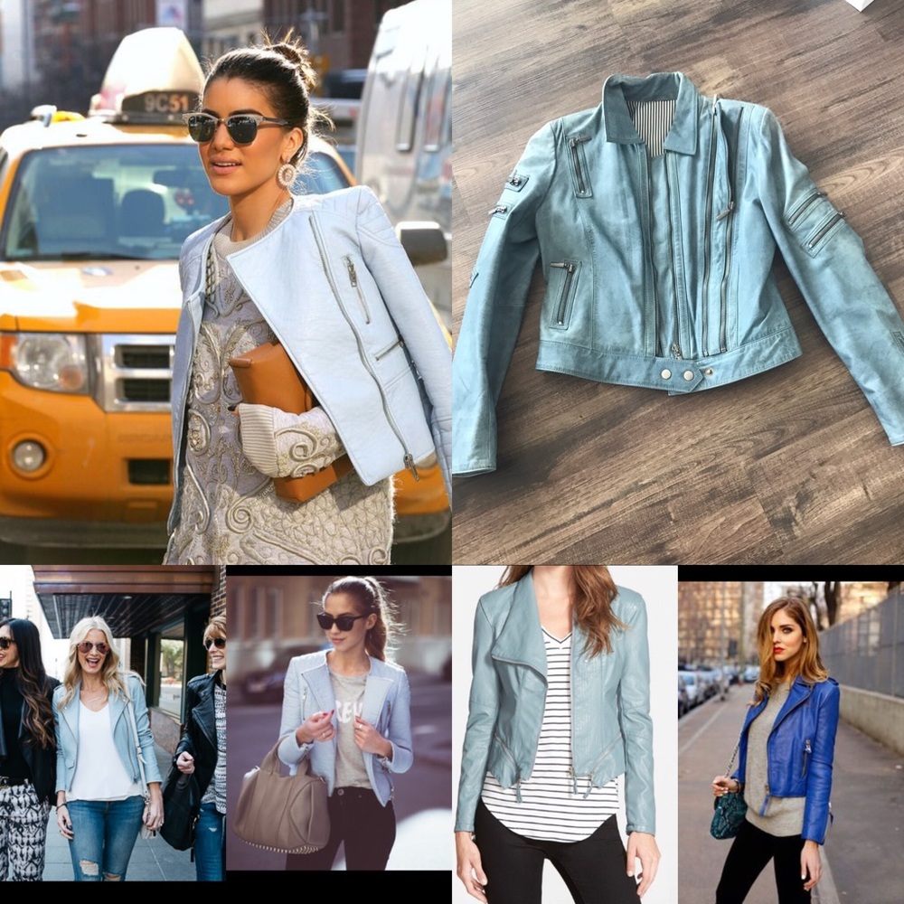 Genuine Leather Light Blue Jacket!! Size 38-Small