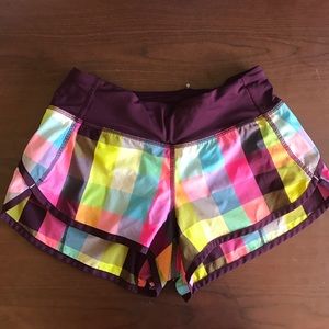 Lululemon speed shorts sea check multi/plum plaid