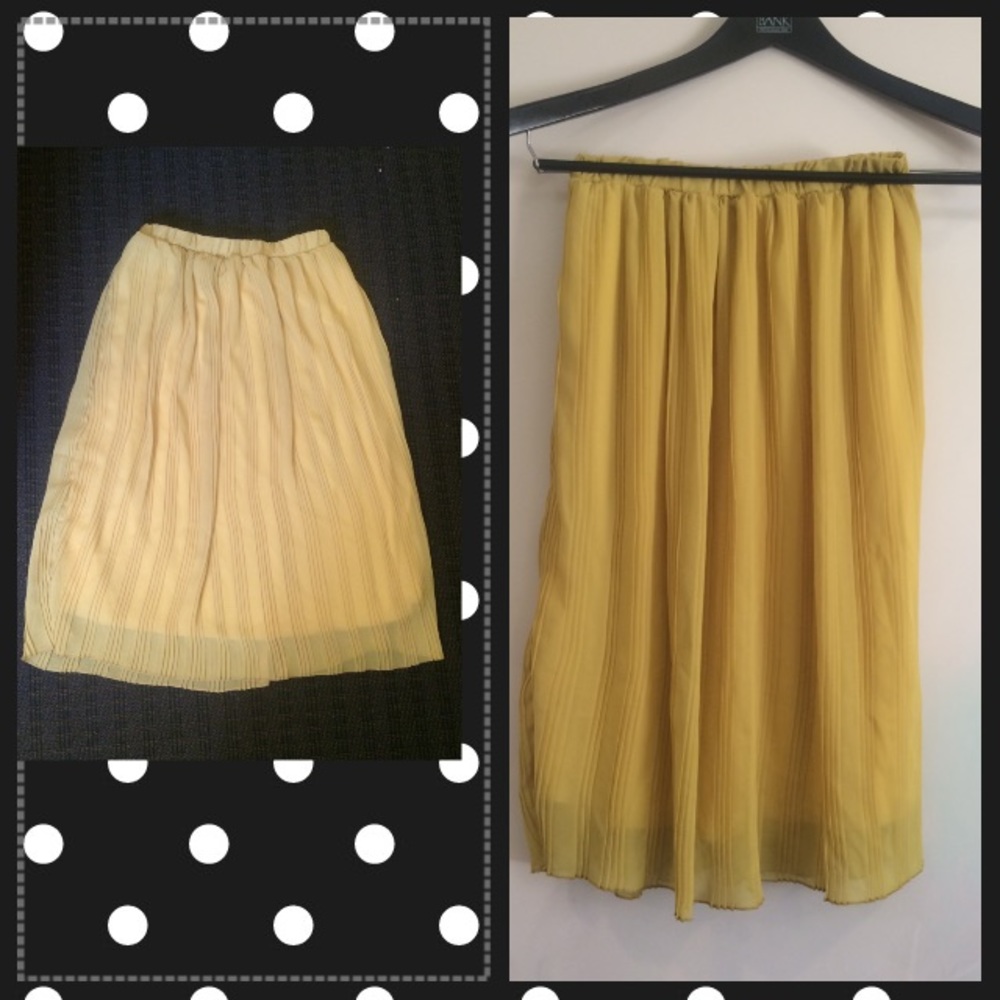 Yellow Pleated A-Line Style Skirt