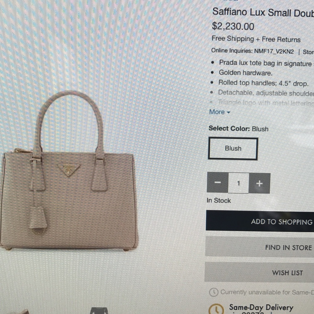 Authentic Prada Suffiano bag