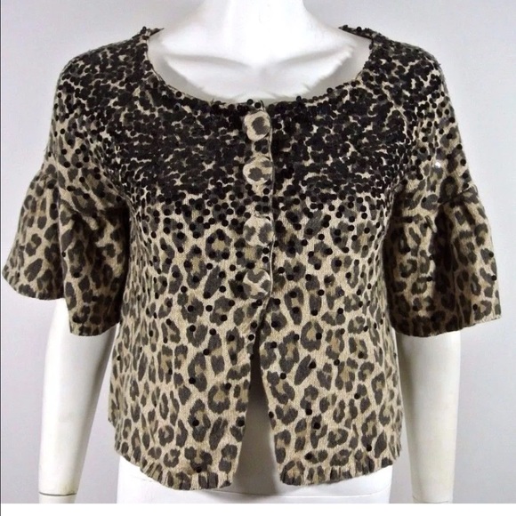 La Rok Animal print knit sweater top crop jacket. - Picture 1 of 7