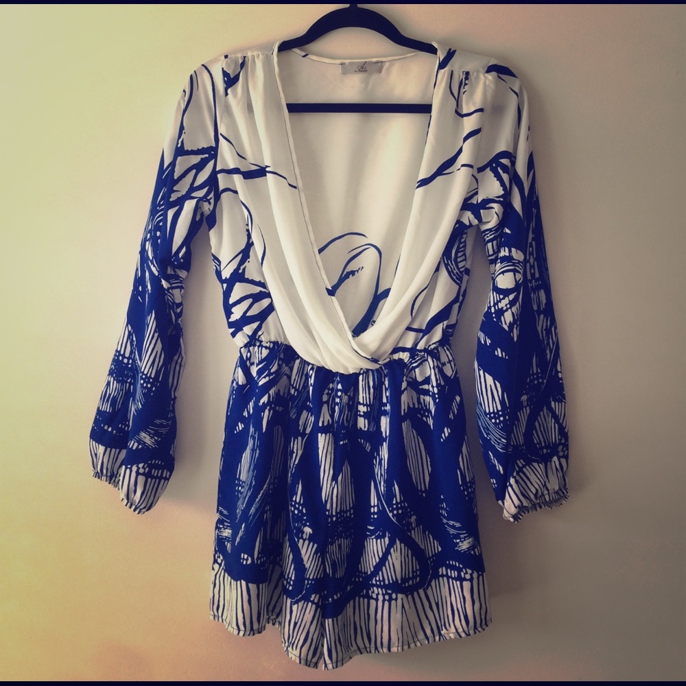 Blue and white Romper