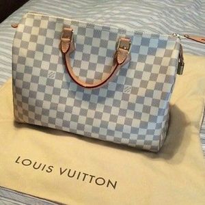 100% Authentic Louis Vuitton Speedy 35 Damier Azur