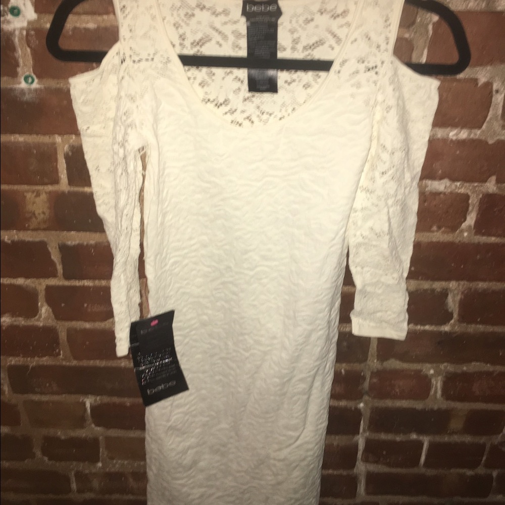 Off- white long sleeve Bebe dress