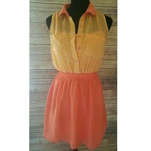 🎉SALE🎉Rue 21 Grapefruit Collared Faux Tuck Dress