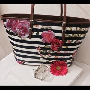 NWT 9 West striped Tote bag.