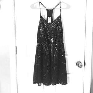 Express black sequin dress