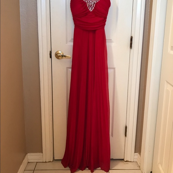 Red Beaded Formal Gown - Picture 3 of 3