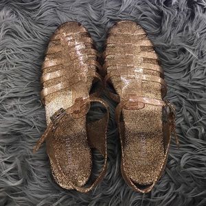 Gold jellies sandals
