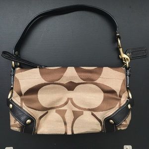 Coach small Carly brown and black leather handbag