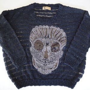 LF Black Knit Skull Sweater