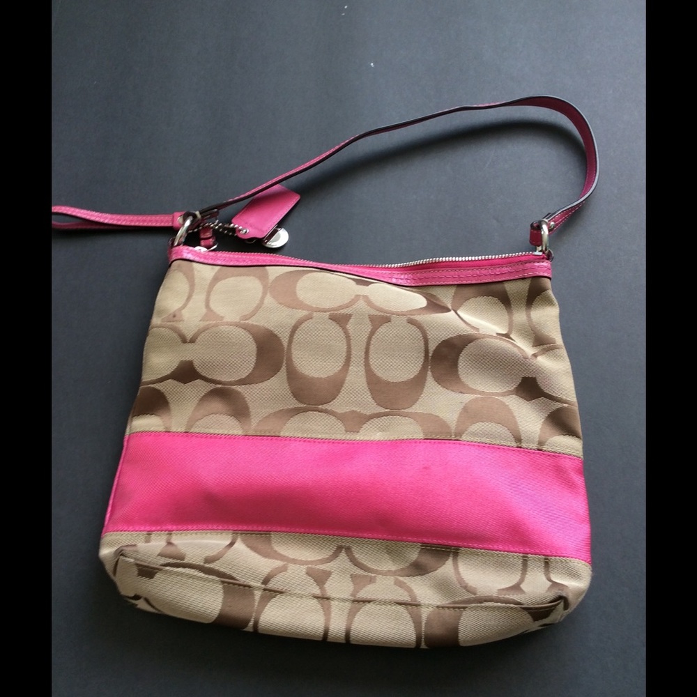 Coach Signature stripe handbag