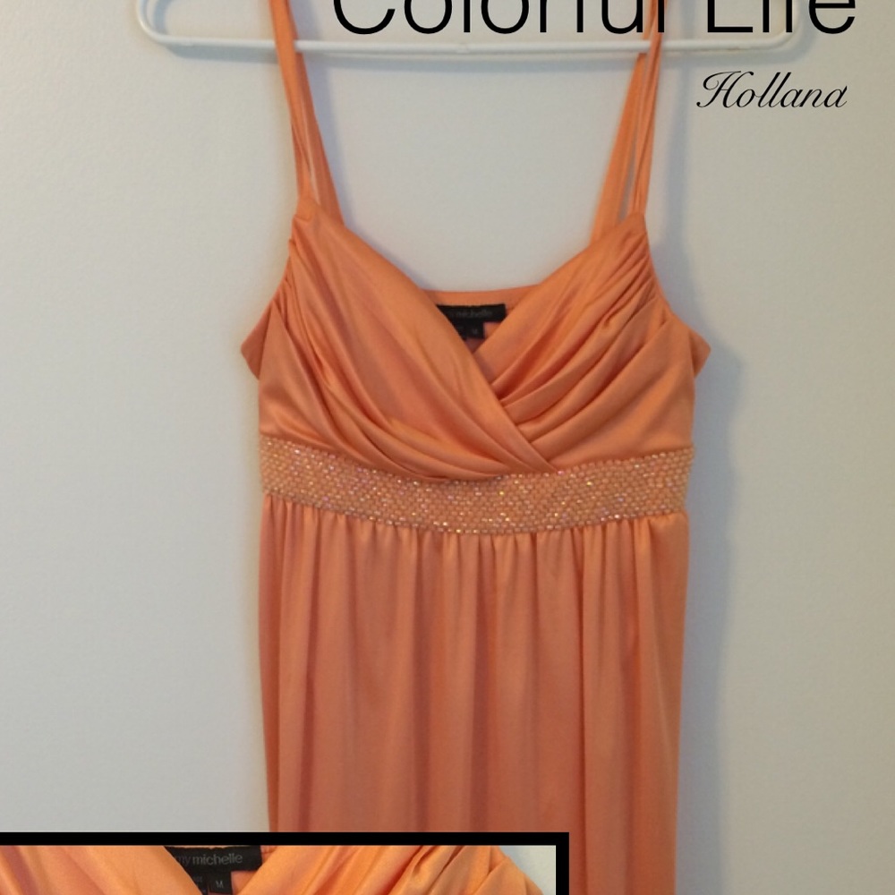 Pale orange with sequins dress