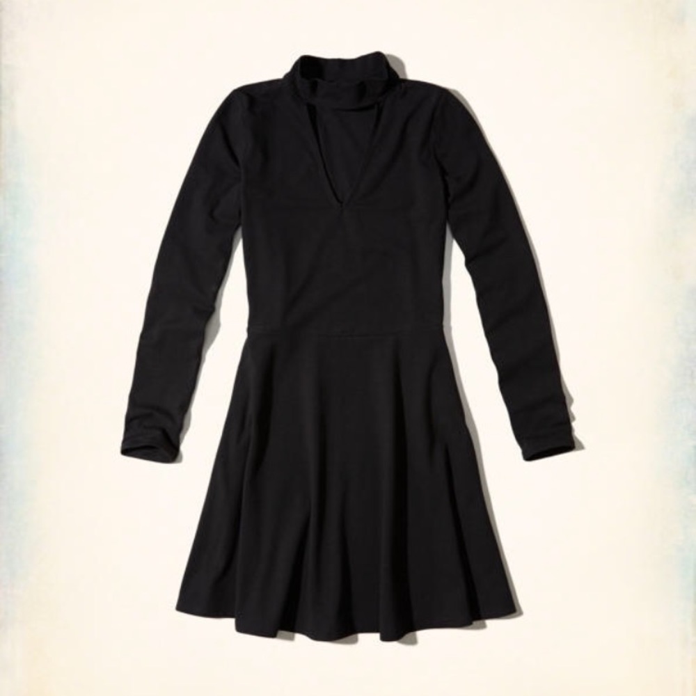 Hollister: Black Open V Neck Dress
