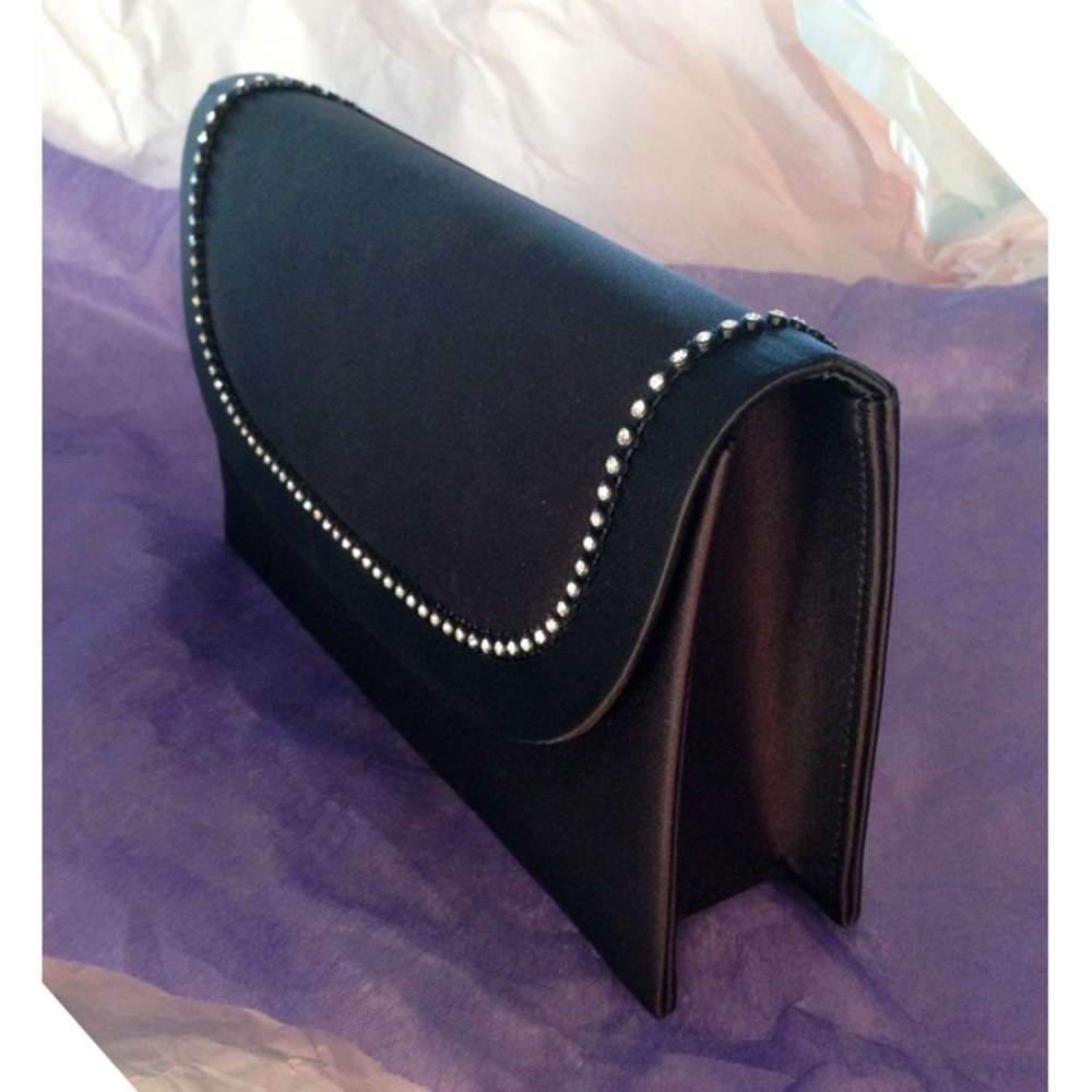 Vintage black shoulder bag clutch with rhinestone