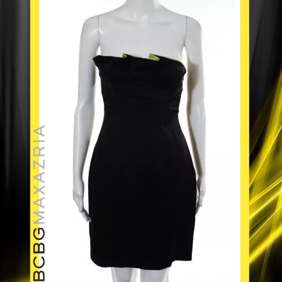 BCBG MAXAZRIA Stunning Blk/Yellow Strapless Dress - Picture 1 of 5
