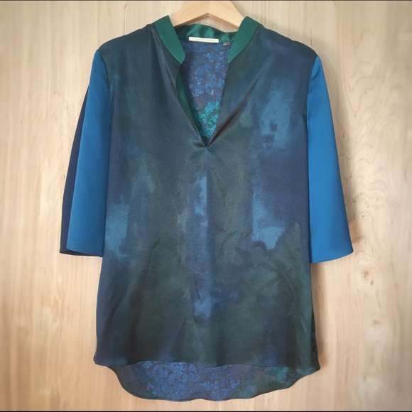 T Tahari // Mandarin Collar Blouse Size SP - Picture 1 of 5