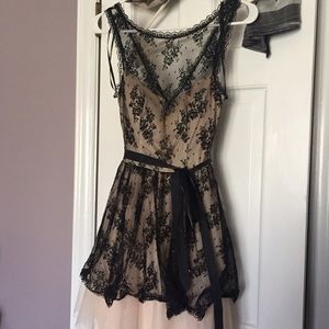 Semi formal black and nude lace dress