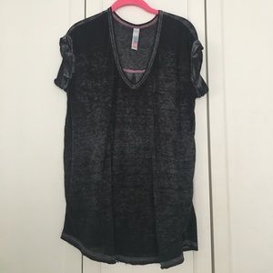 Free People Beach burnout v neck tee in charcoal