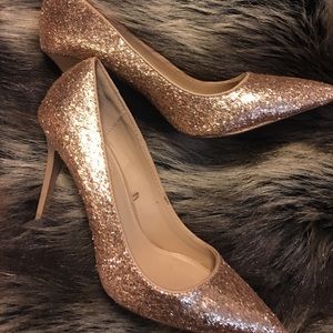 Gold glitter heels