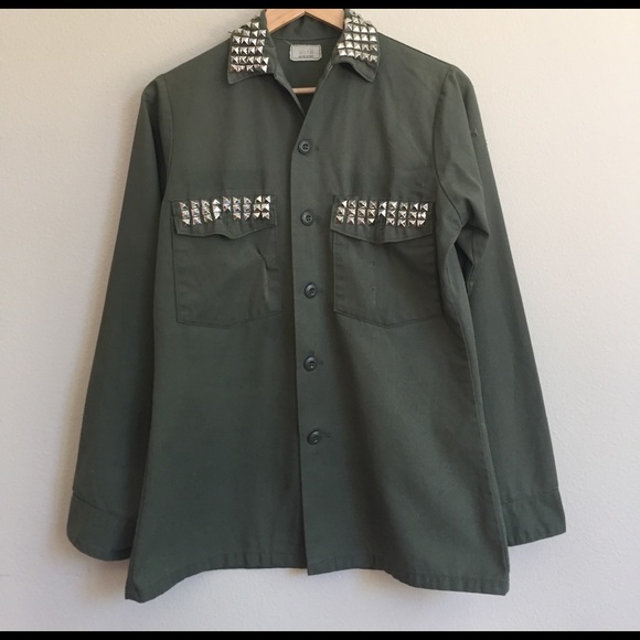 UO Army Green Jacket with Studs - Picture 1 of 5