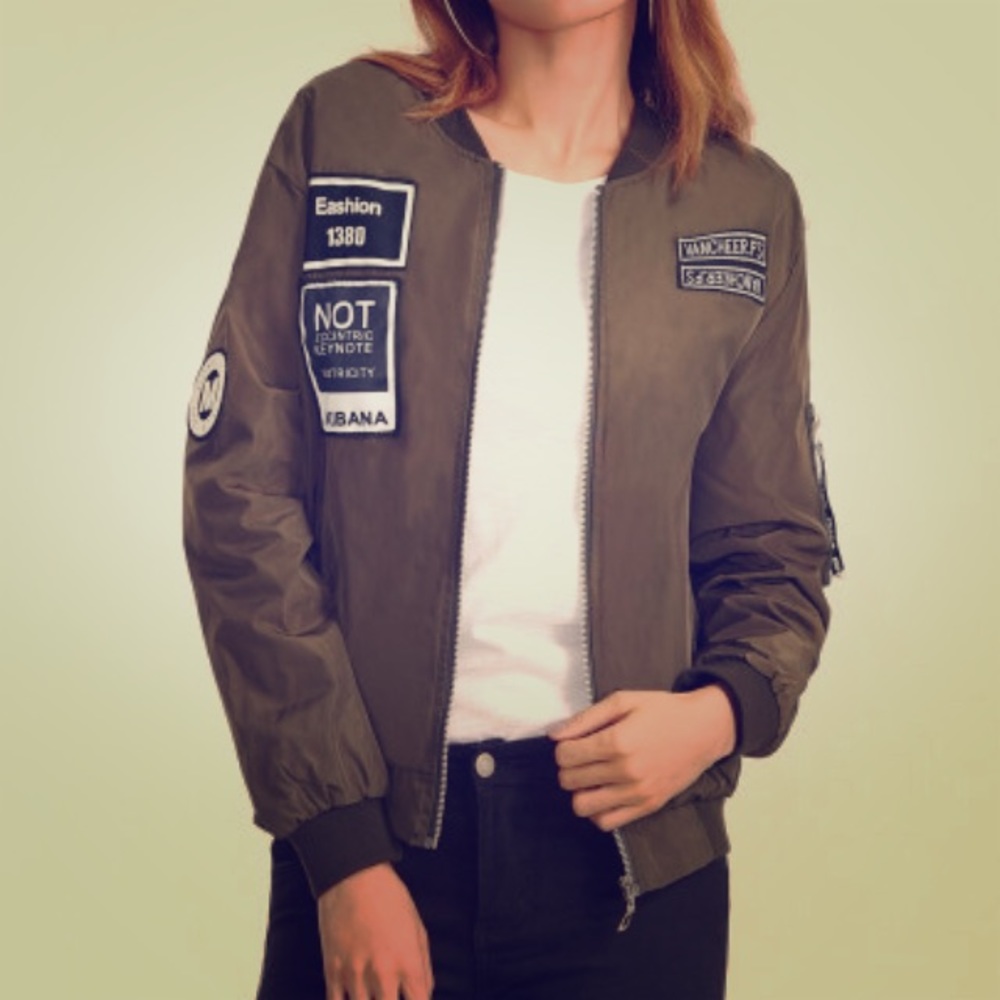 NWOT Army Green Bomber Zipper Jacket