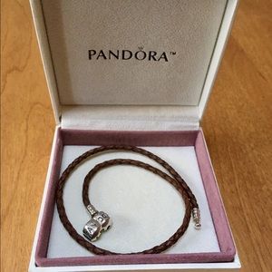 Pandora braided leather wrap bracelet