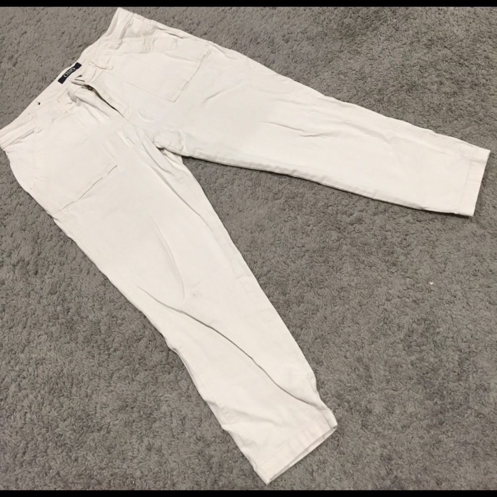 Cream stretchy cropped pants size 12p