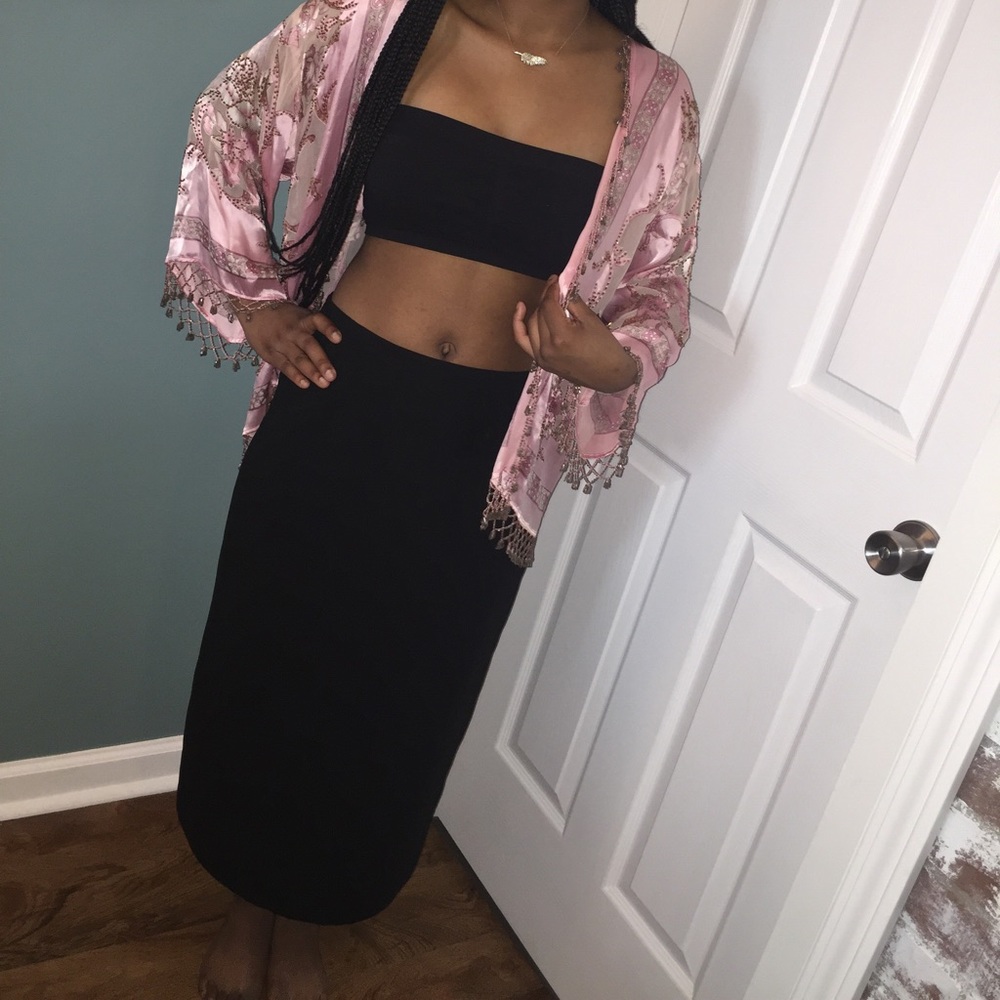 Long Black Suit Skirt.