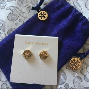 Tory Burch Hex-Logo Earrings. Wore once