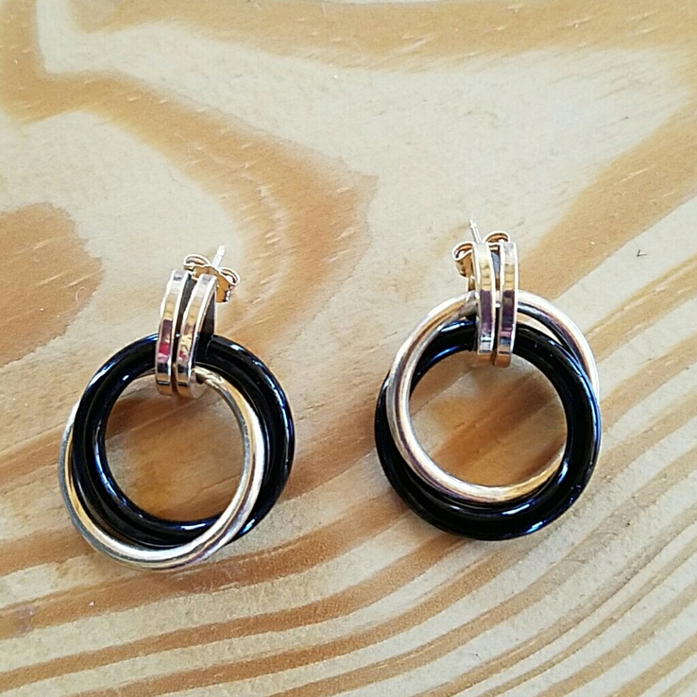 Carla 14K Yelliw Gold & Onyx Double Hoop Earrings